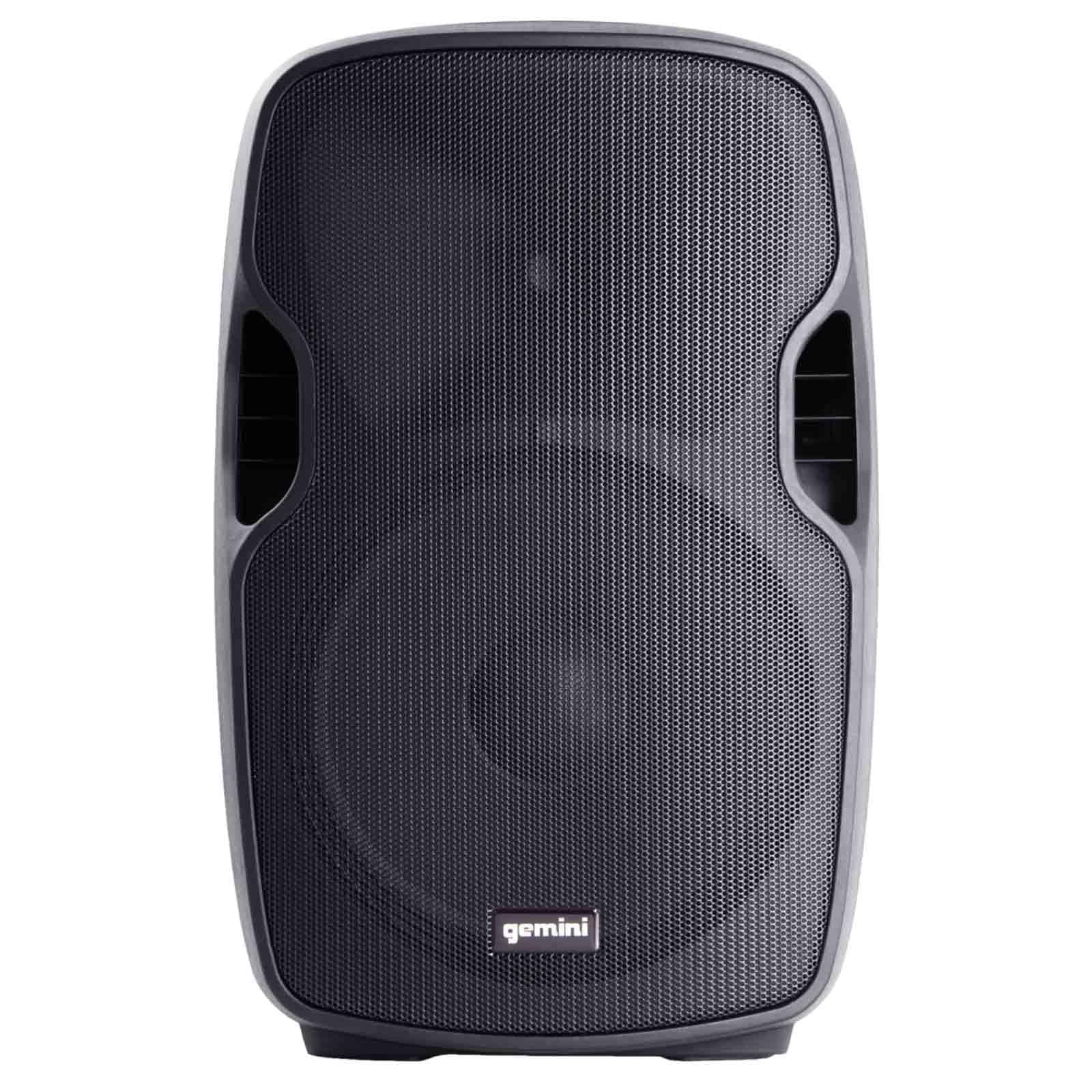 (2) Gemini AS-1500P 15" Active Speakers with GMU-M100 Single Channel UHF Microphone Package