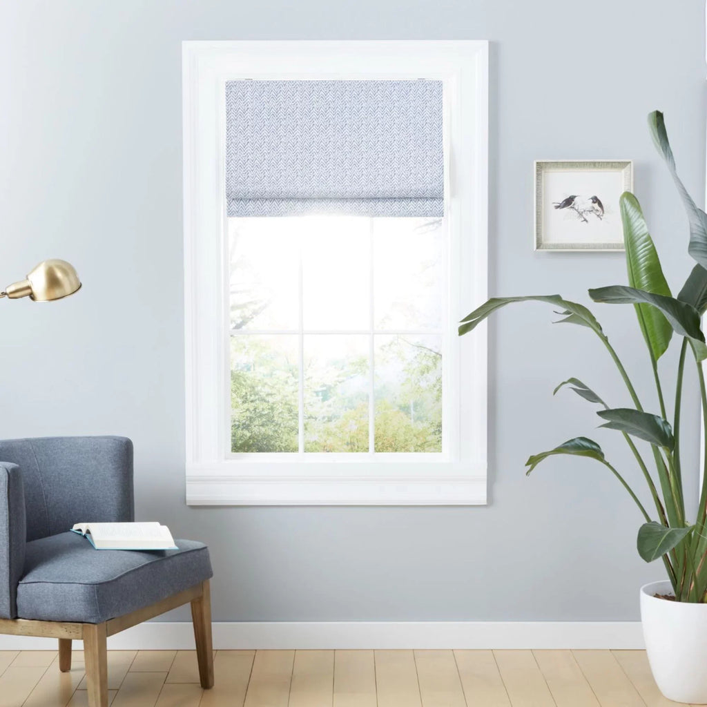 Exclusive Home Esme Total Blackout Roman Shade, 27"x64", Slate Blue