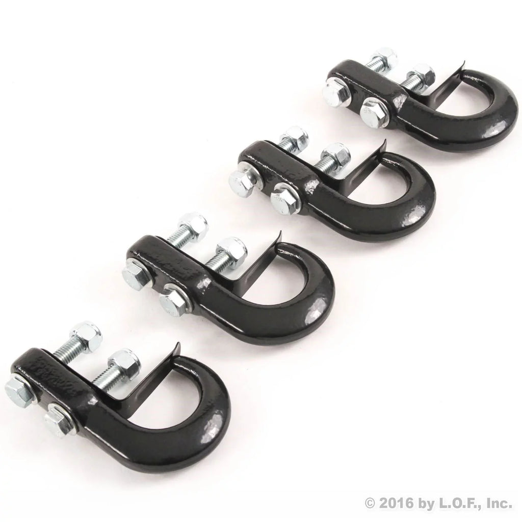 Red Hound Auto 4 Universal Shield Tow Hooks for Fitting with Ford Dodge Chevrolet GMC Toyota Pickup Truck