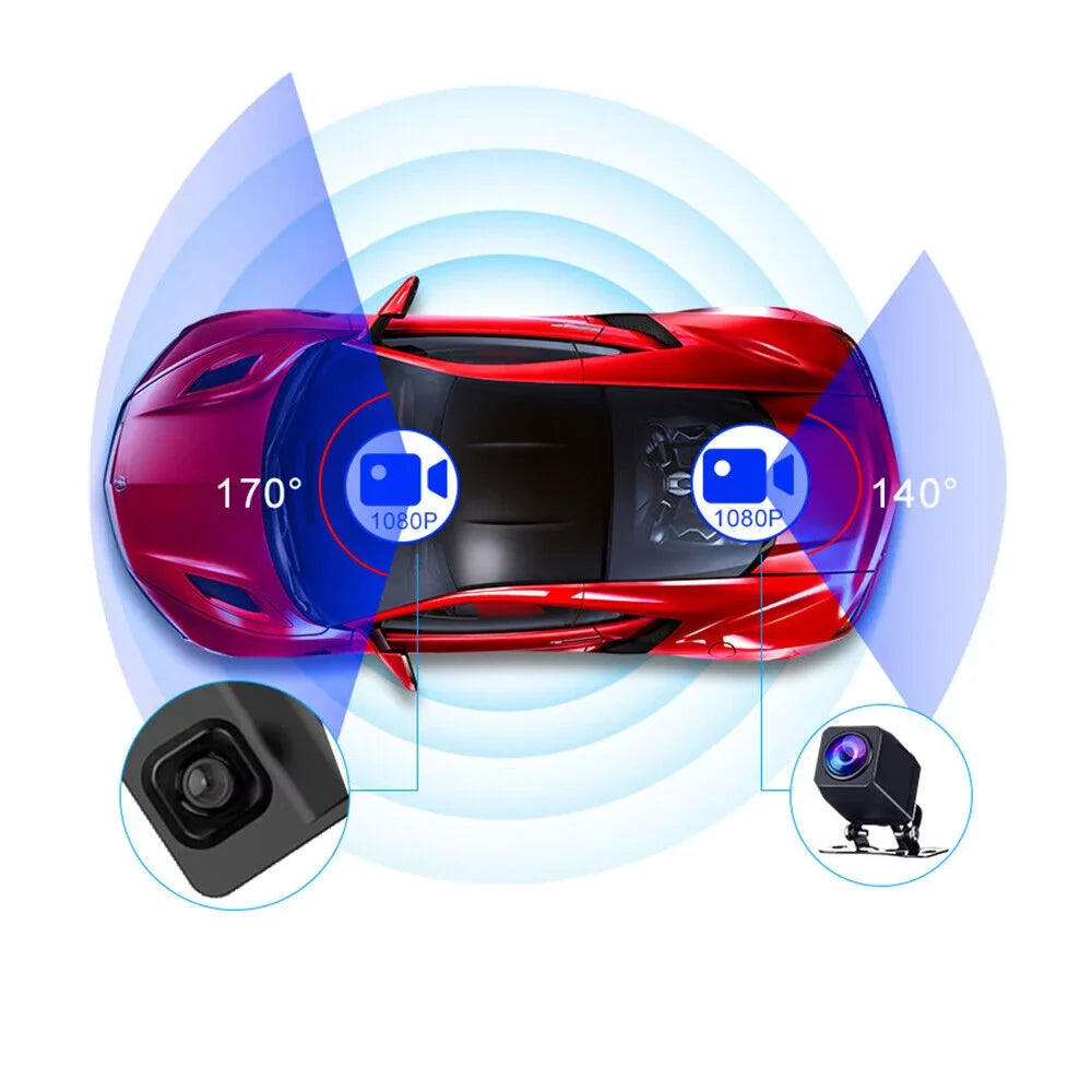 G·PEH US 4K WiFi Mirror GPS Dash Cam 12" Voice Control Car RearView Backup Dual