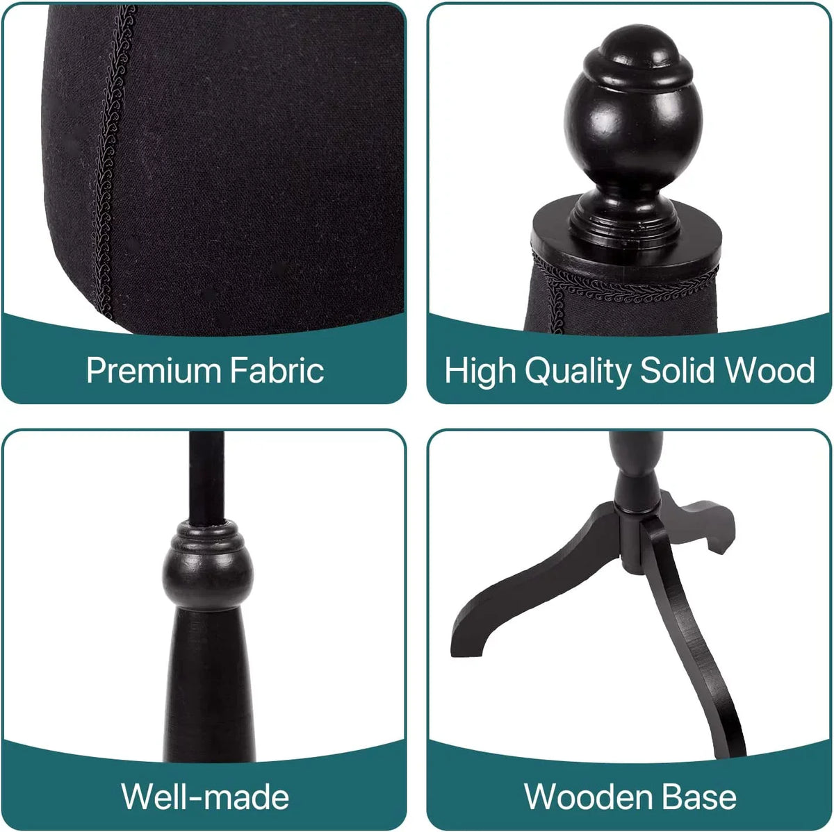 NiamVelo Female Mannequin Torso Dress Form 60-67 Inch Height Adjustable Body Model with Tripod Wooden Base, Black
