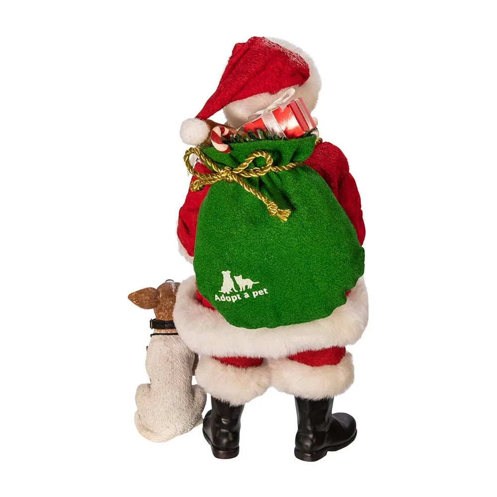 Kurt Adler 10.5-Inch Fabriché™ Adopt-a-Pet Santa with Dog, 2 Piece Set