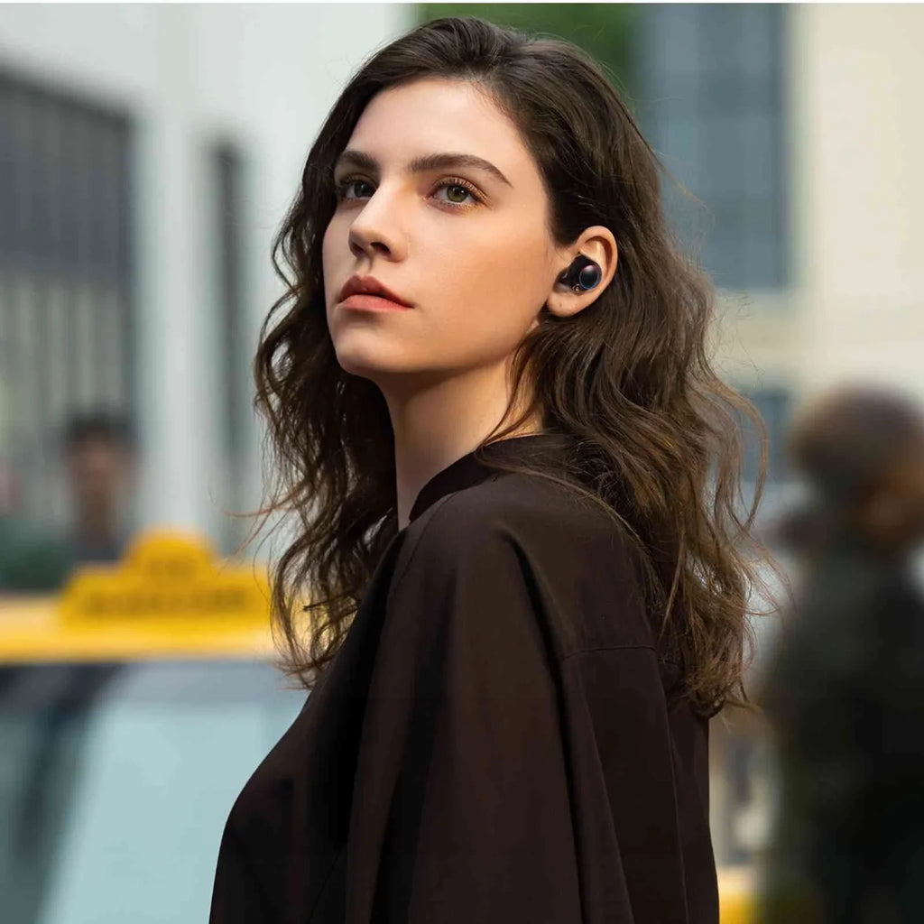 UrbanX True Wireless Bluetooth Earbuds + Charging Case, Black, Dual Connect, IPX5 Water Resistance, Bluetooth 5.2 Connection, Balanced, Bass Boost Matching with OnePlus Ace 2