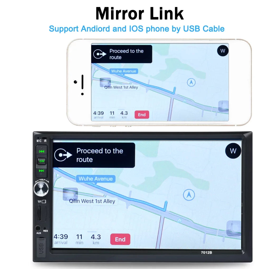 Vehicle Car Stereo Radio 7" Double Din Bluetooth HD Touch Screen Car MP5 with Reverse Camera And Mirror Link(Both Support IOS and Android System)