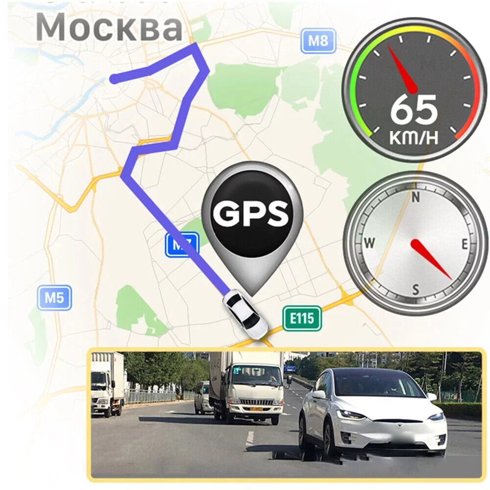 G·PEH US 4K WiFi Mirror GPS Dash Cam 12" Voice Control Car RearView Backup Dual