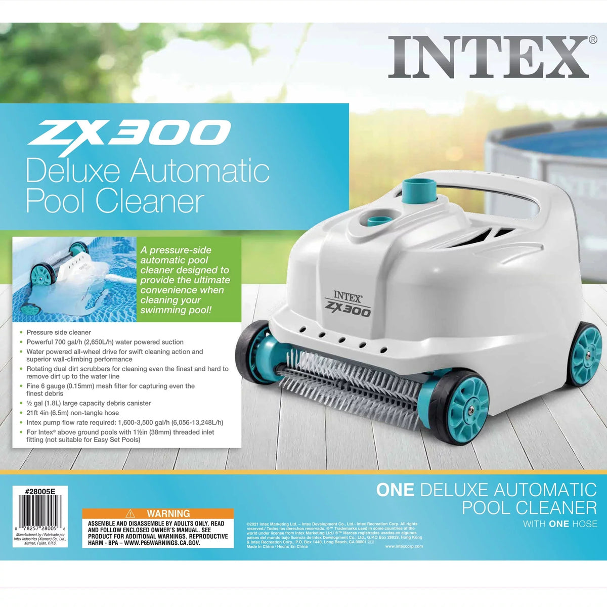 Intex 700 Gal Per Hour Above Ground Pool Cleaner Robot Vacuum w/ 21 Ft Hose