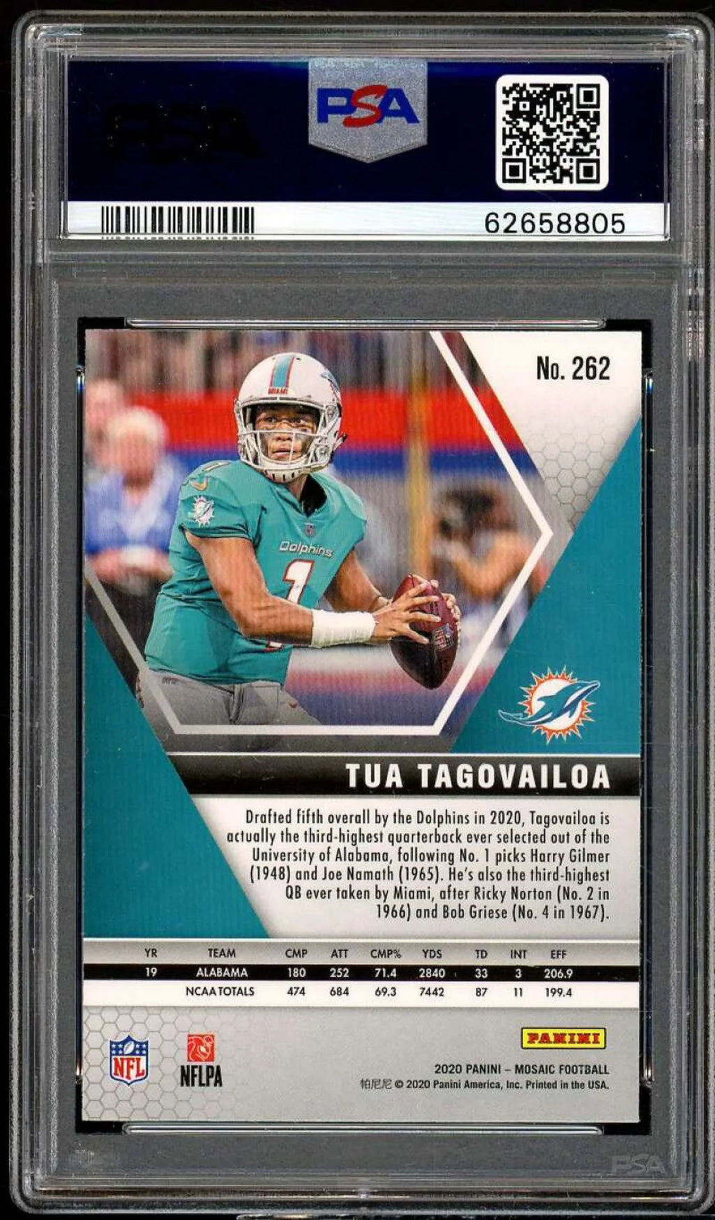 Tua Tagovailoa Rookie Card 2020 Panini Mosaic #262 PSA 9