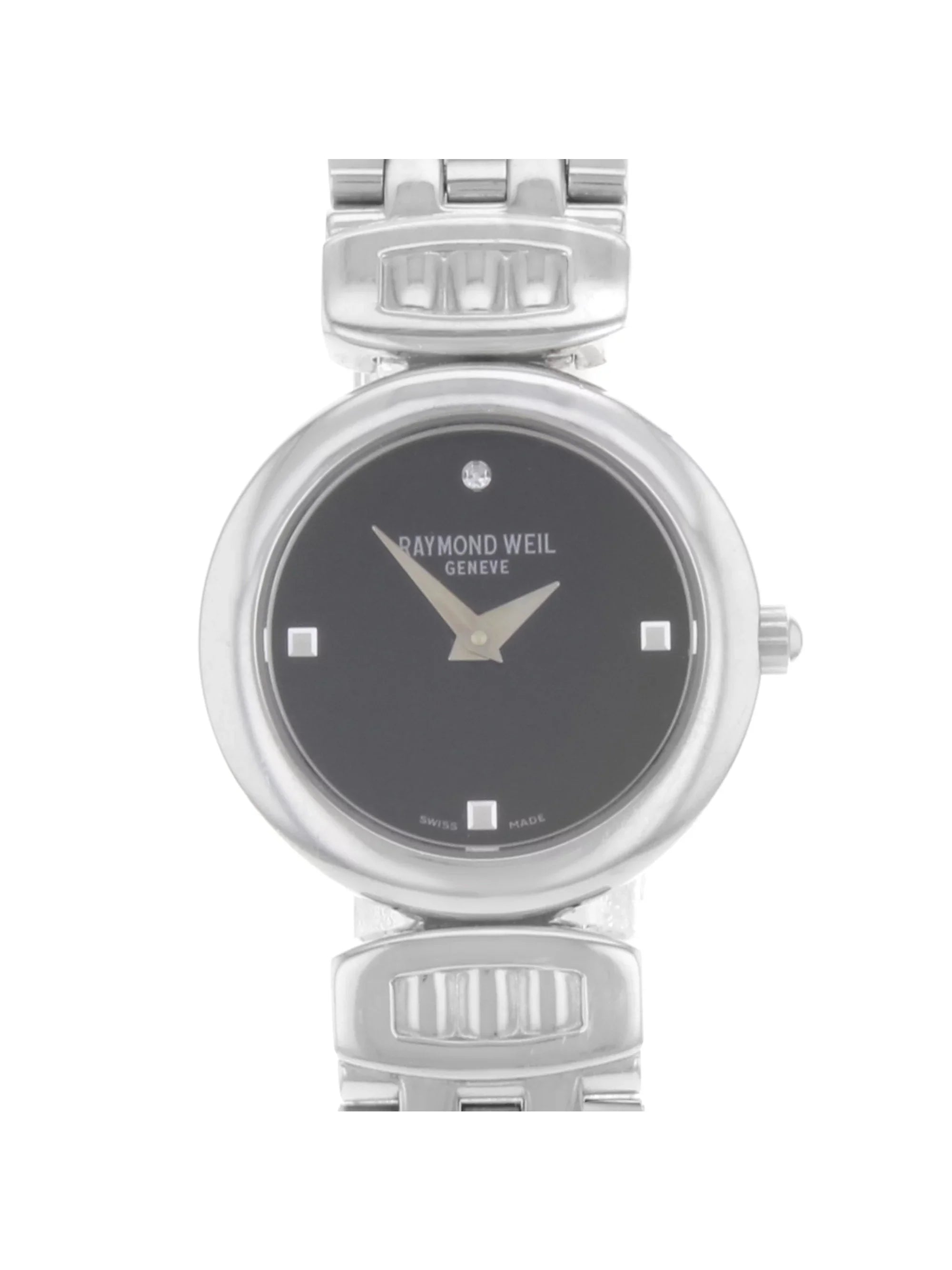 Pre-Owned Raymond Weil Chorus Steel Black Dial Quartz Ladies Watch 5890-ST-20082 (Good)