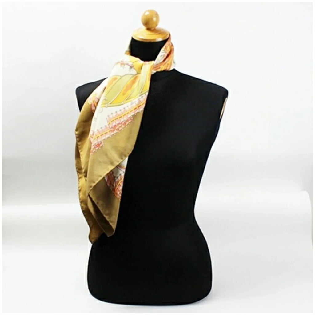 Pre-Owned Salvatore Ferragamo Silk Scarf Muffler Fish Pattern Beige SALVATORE FERRAGAMO Women's (Good)