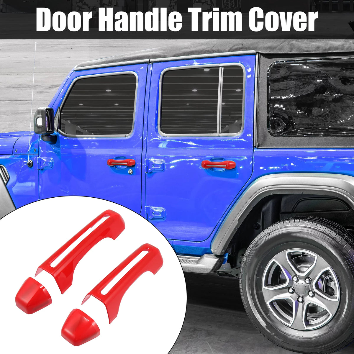 Red Door Handle Trim Coating Kit and Tailgate Handle Shield for Jeep Wrangler JL JLU 2 & 4 Doors 2018-2021