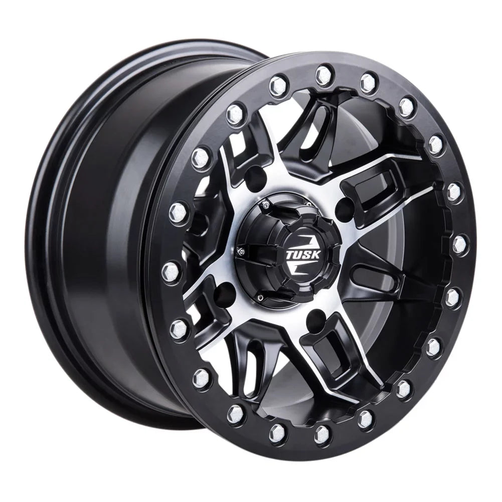 4/156 Tusk Wasatch Beadlock Wheel 14x7 5.0 + 2.0 Machined/Black For YAMAHA Wolverine RMAX 4 1000 R-Spec 2022