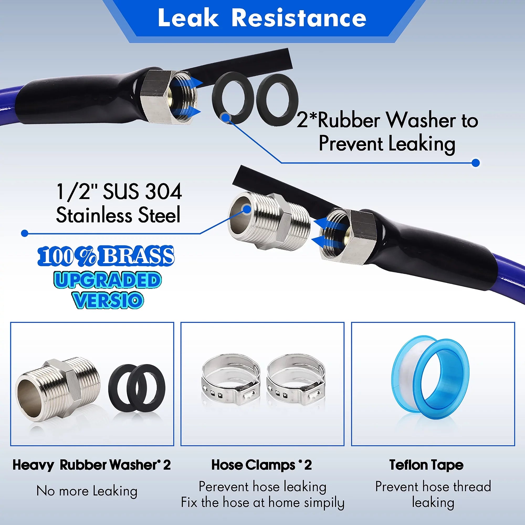 30FT Heated Water Hose for RV Drinking Blue Water Hose Freeze Protectio -45 F for RV, Trailer,Garden,Home