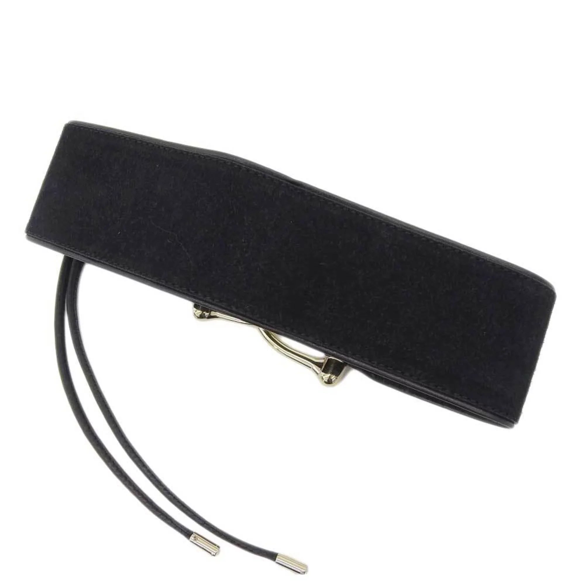 Pre-Owned Gucci GUCCI wide belt suede black gold metal fittings XS waist (Good)