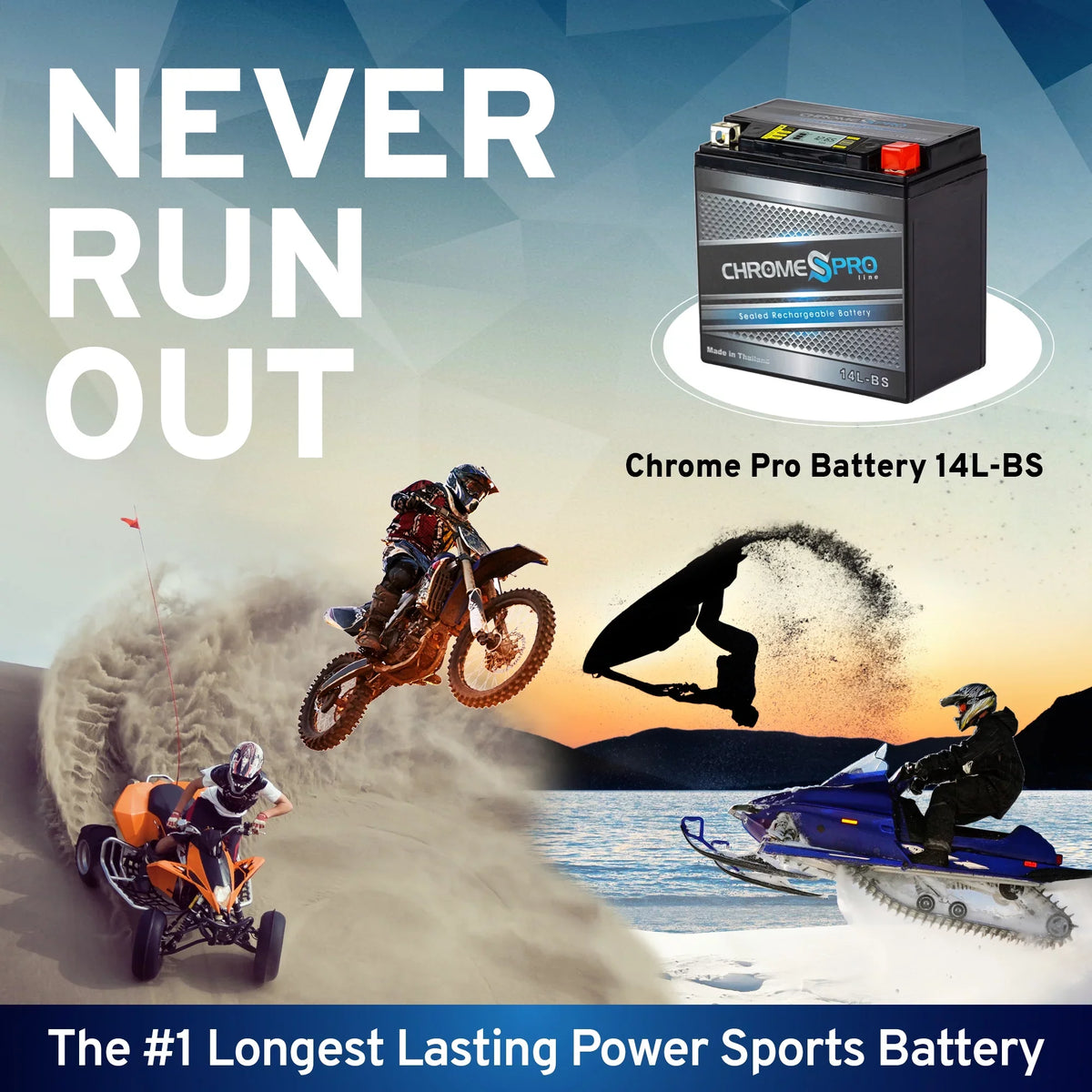 Chrome Pro Battery Ytx14l-bs (14l-bs 12volt, 14ah) iGel AGM Motorcycle Battery for Brp (can-am) 600cc Ryker (ace) Years (2019 - 2020)