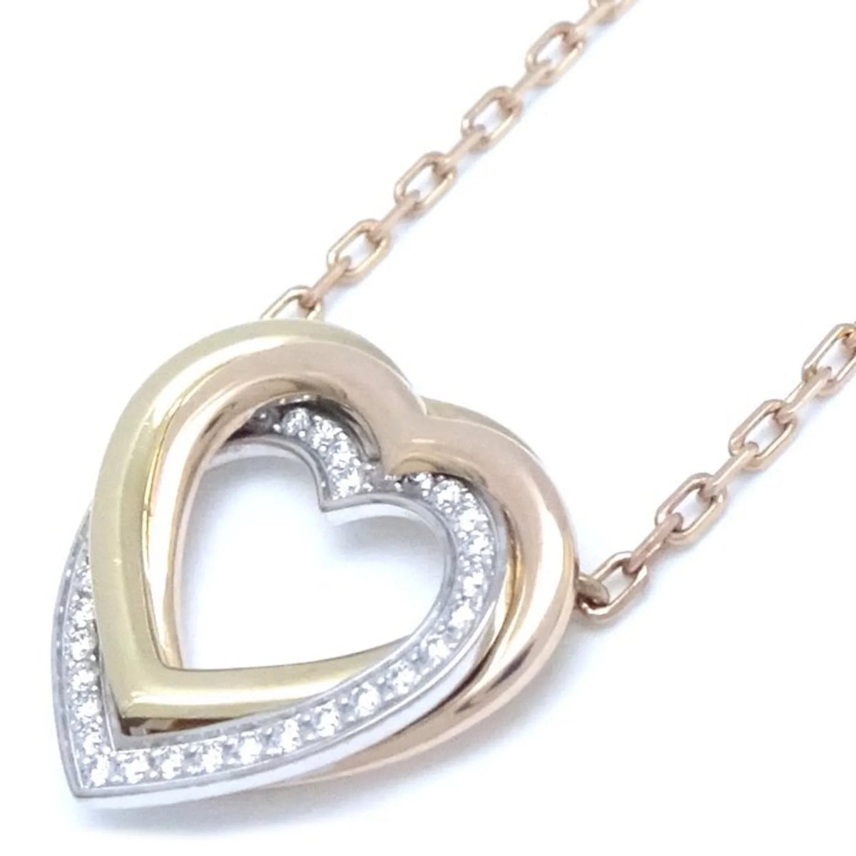 Pre-Owned CARTIER Trinity Heart Necklace Diamond B7061200 K18 Three-Color Gold 291637 (Like New)