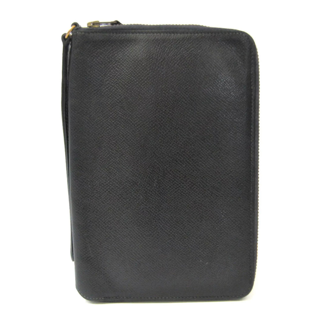Pre-Owned Hermes Travel Case Men,Women Epsom Leather Long Wallet (bi-fold) Black (Good)