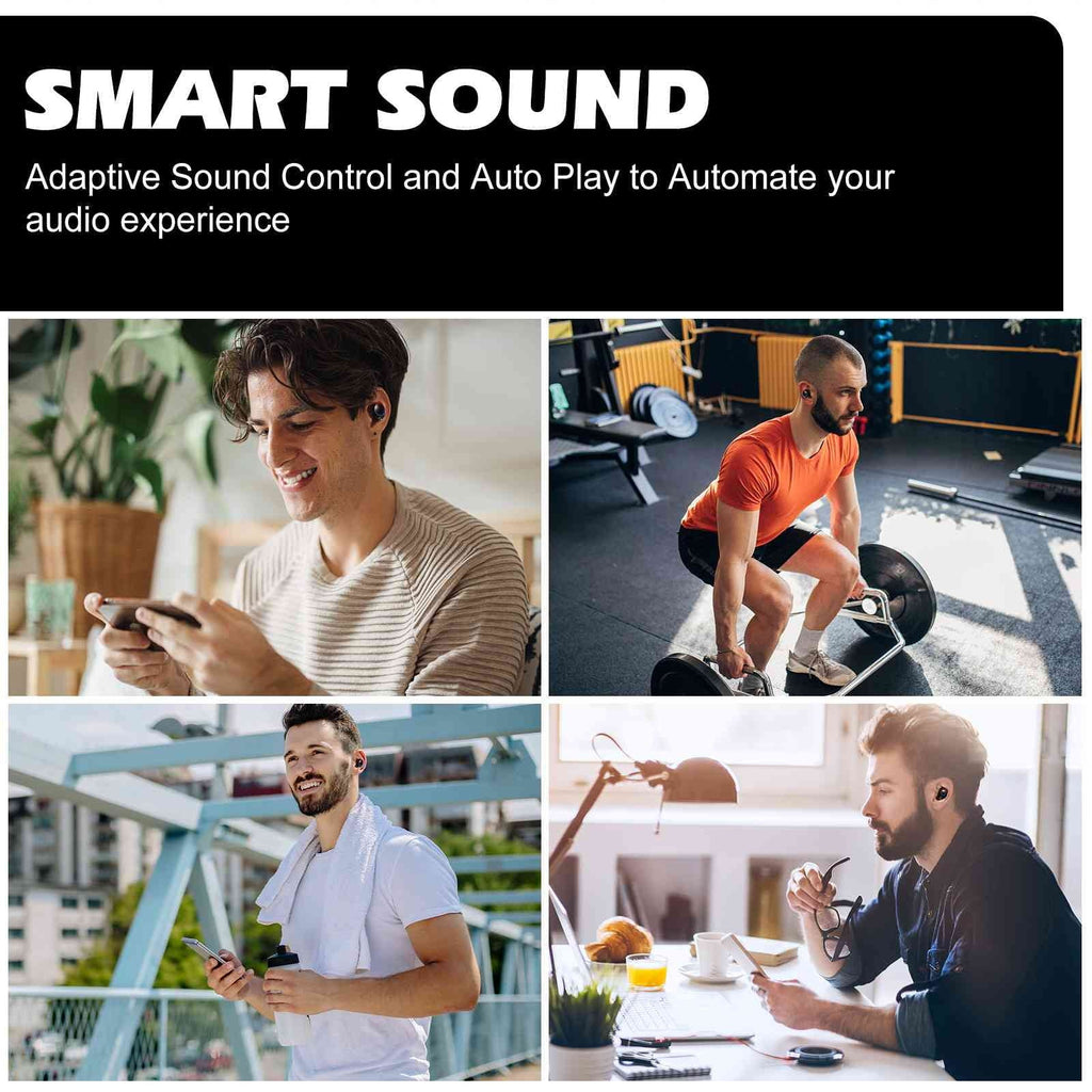 UrbanX True Wireless Bluetooth Earbuds + Charging Case, Black, Dual Connect, IPX5 Water Resistance, Bluetooth 5.2 Connection, Balanced, Bass Boost Suitable with Lenovo Tab M8 (HD)