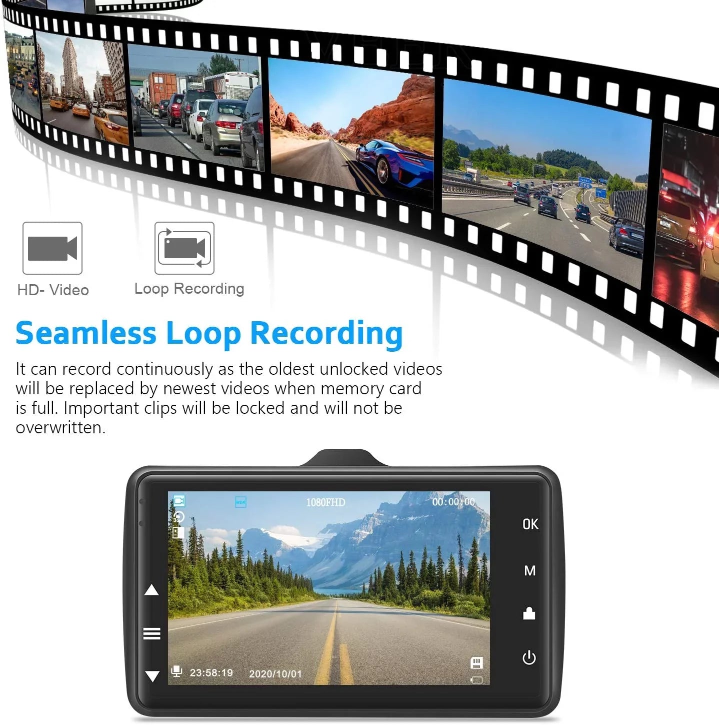 Dash Cam Front with 32G SD Card, 1080P FHD Car Driving Recorder 3'' IPS Screen 170°Wide Angle Dashboard Camera Aluminum Alloy Case, WDR G-Sensor Parking Monitor Loop Recording Motion Detection