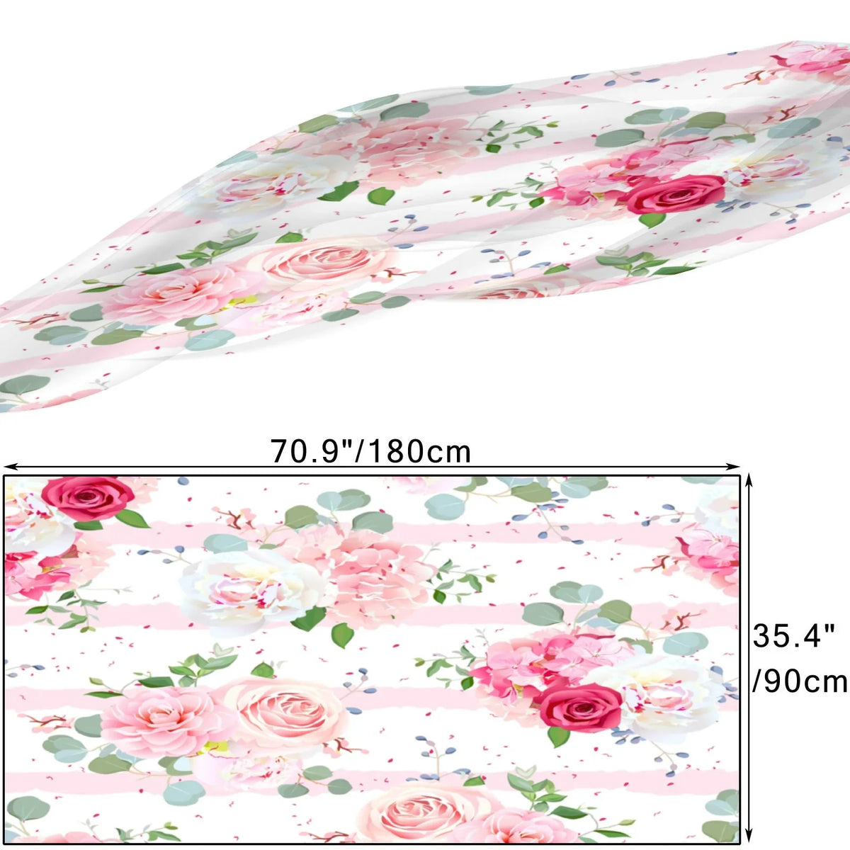 FREEAMG Red and Pink Rose Silk Long Scarf for Women Large Oblong Sunscreen Shawls Wraps Neck Headscarf Hair Wraps Gift Packed