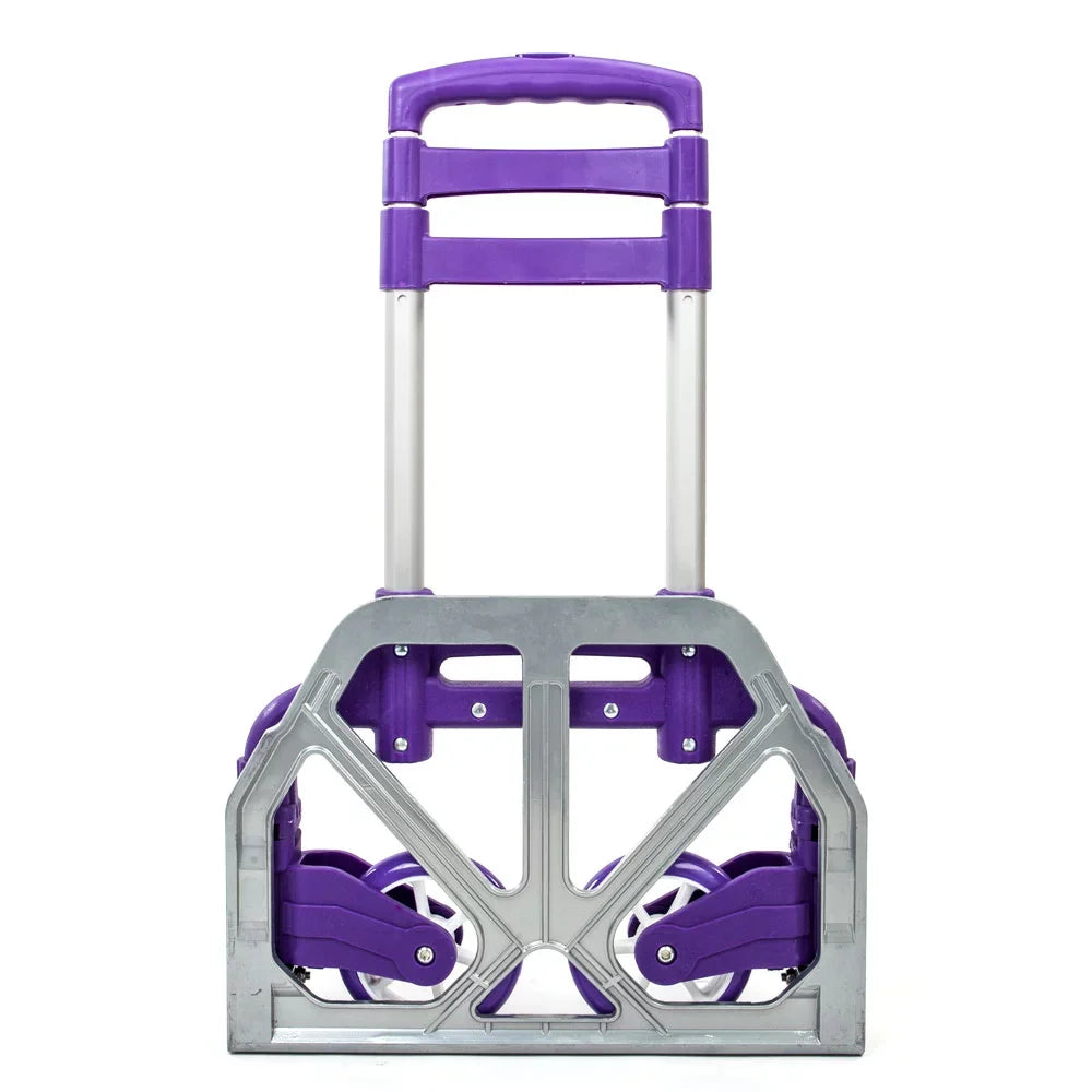 BMTBUY Portable Aluminium Cart Folding Dolly Push Truck Hand Collapsible Trolley Luggage Purple