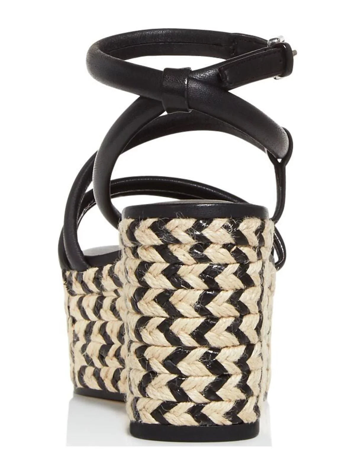REBECCA MINKOFF Womens Black 2" Platform Jute Wrapped Strappy Adjustable Asymmetrical Ankle Strap Josefia Round Toe Wedge Fastener Leather Espadrille Shoes 5.5 M