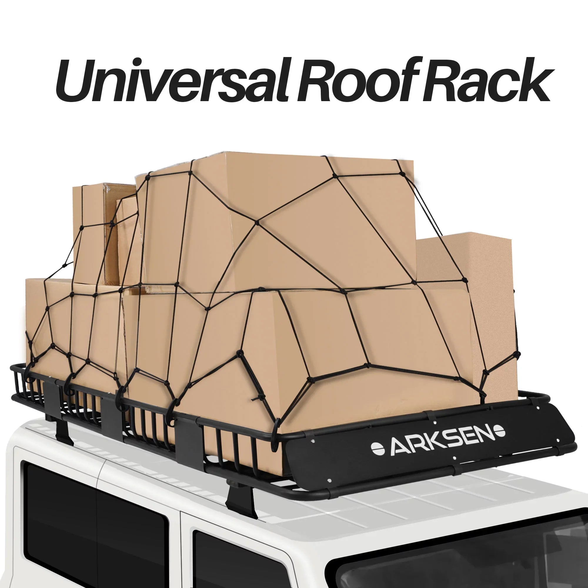 ARKSEN 84" Universal Roof Rack Cargo Extension with 2 Cargo Net Car Top Luggage Holder Carrier Basket SUV Camping, Black