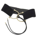 Pre-Owned Gucci GUCCI wide belt suede black gold metal fittings XS waist (Good)