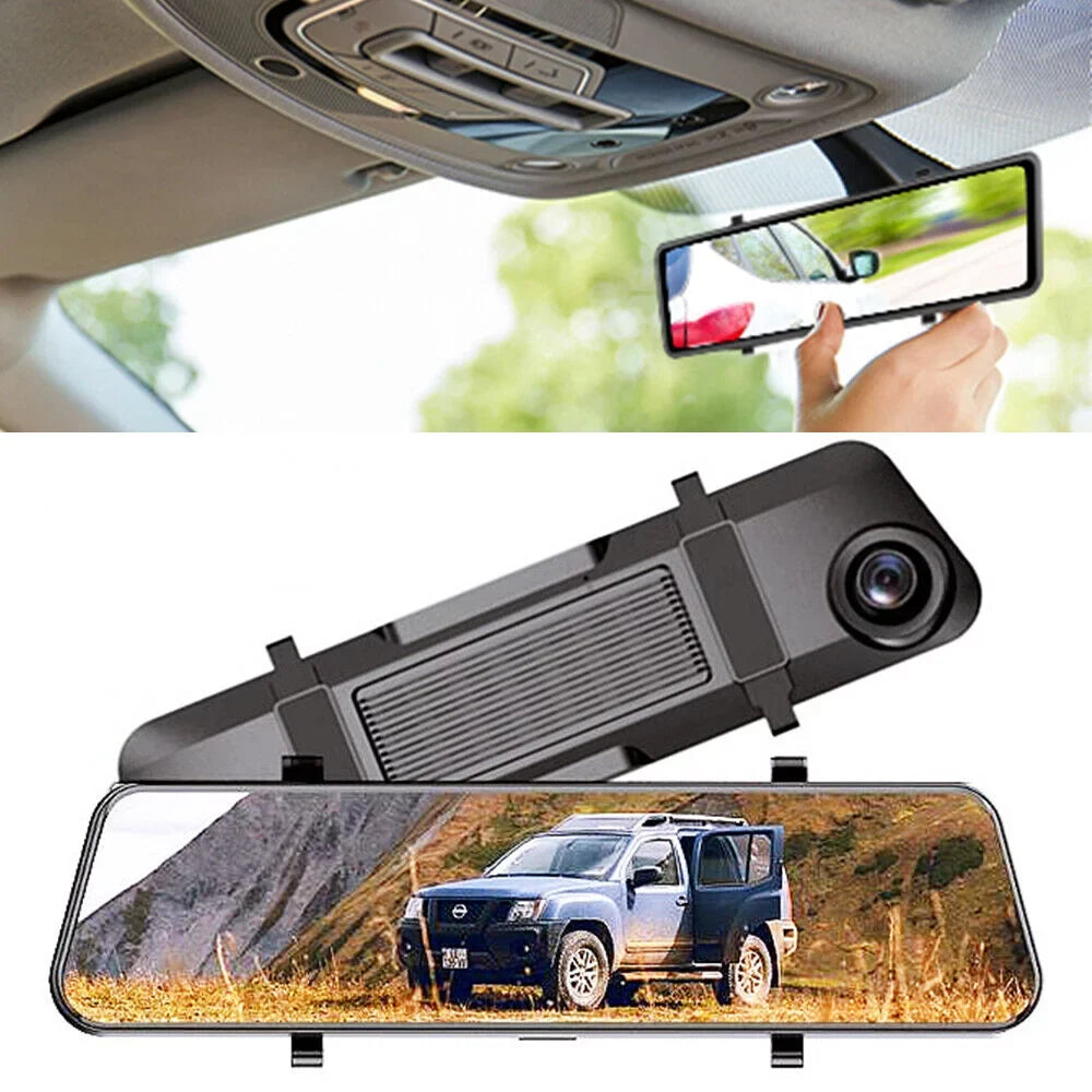 G·PEH US 4K WiFi Mirror GPS Dash Cam 12" Voice Control Car RearView Backup Dual