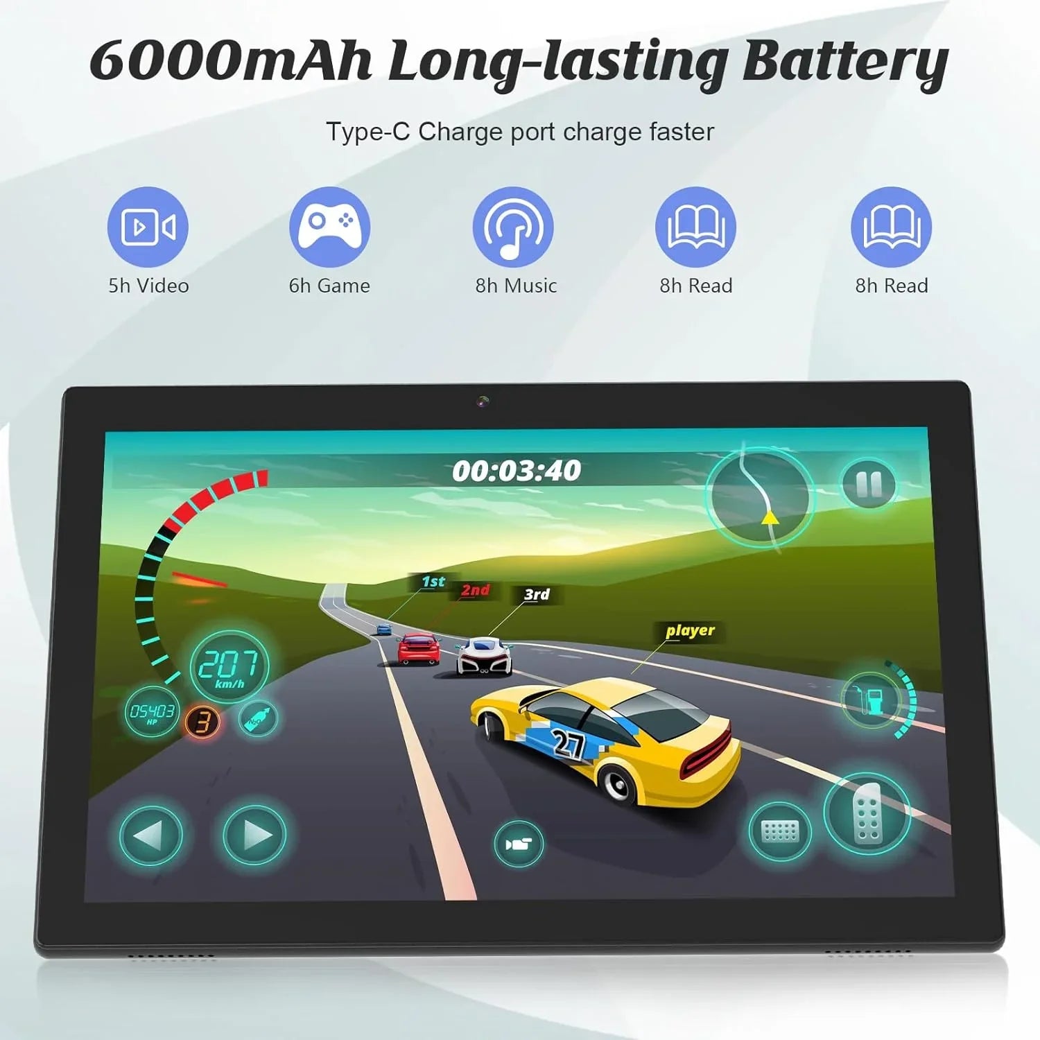 10.1 Inch Android 11 Tablet, Newest 2 in 1 Tablets, 4GB RAM+64GB ROM Quad-Core Processor, 1280*800 FHD Tableta with Keyboard/Mouse/Case/Stylus/Tempered Film, 8MP Dual Camera 6000mAh Battery 10" Tab PC