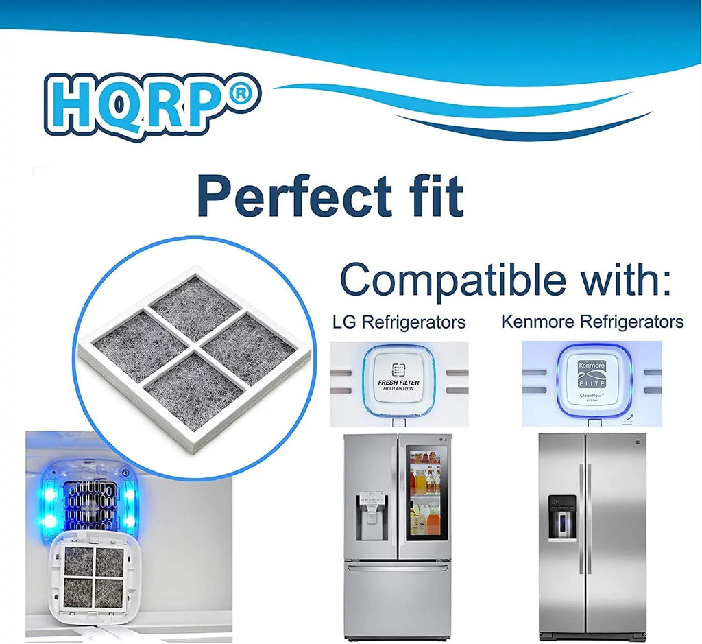 HQRP Pack of 4 Fresh Air Filters for LG Refrigerators LT120F / ADQ73214404 / ADQ73334008 / ADQ73334003