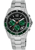 Coach Kent Black & Green Chronograph Dial Steel Men's Watch 14602557