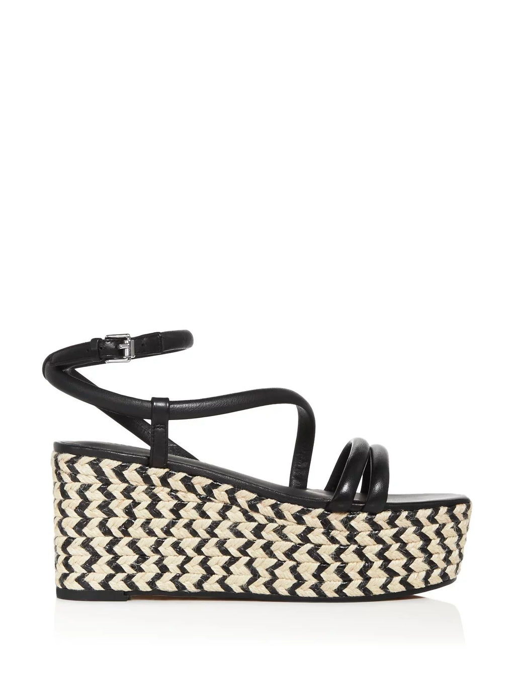 REBECCA MINKOFF Womens Black 2" Platform Jute Wrapped Strappy Adjustable Asymmetrical Ankle Strap Josefia Round Toe Wedge Fastener Leather Espadrille Shoes 5.5 M