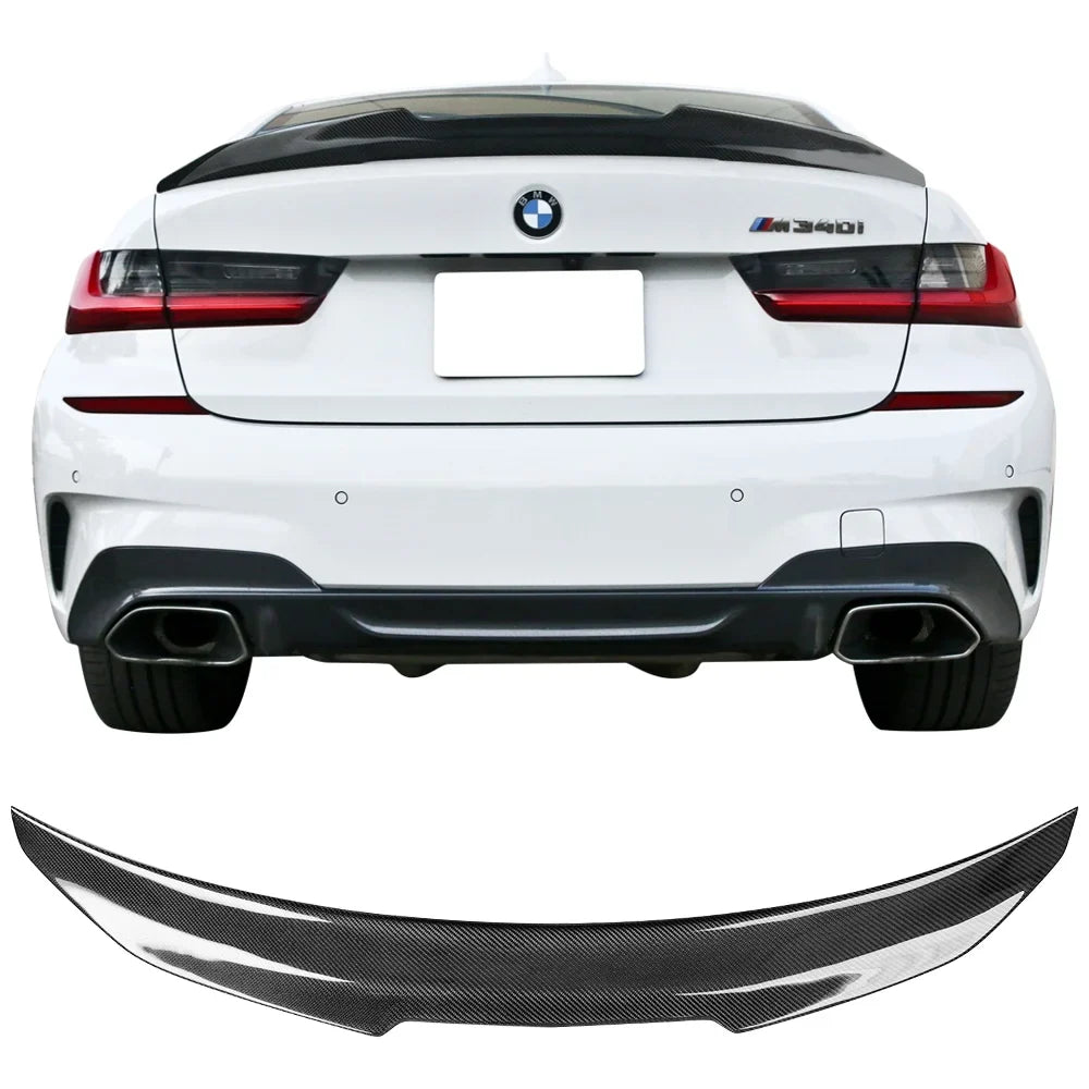 Ikon Motorsports Fitting with 19-23 BMW 3-Series G20 PSM Style Rear Trunk Spoiler Wing Carbon Fiber 2019 2020
