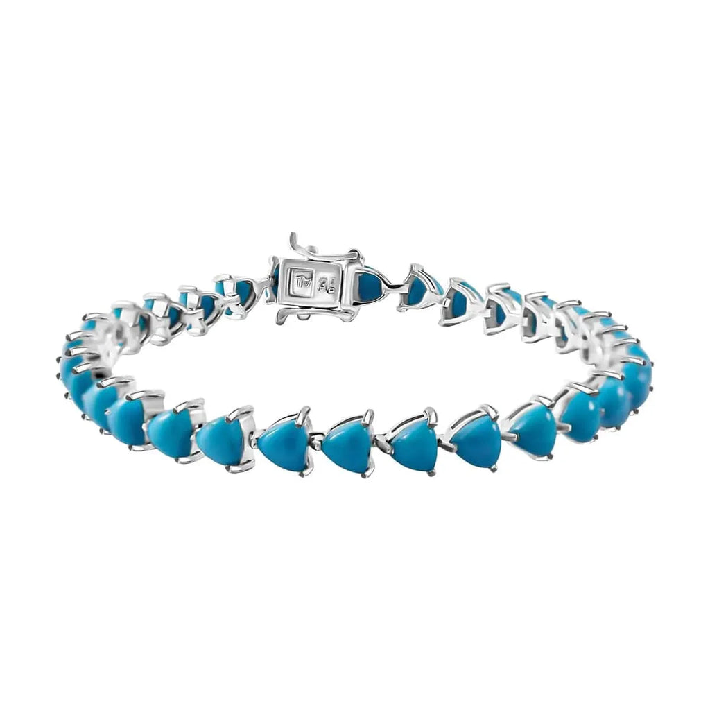 Shop LC Sleeping Beauty Turquoise Trillion 925 Sterling Silver Platinum Plated Tennis Bracelet for Women Jewelry Size 7.25" Ct 10.99 Birthday Mothers Day Gifts for Mom