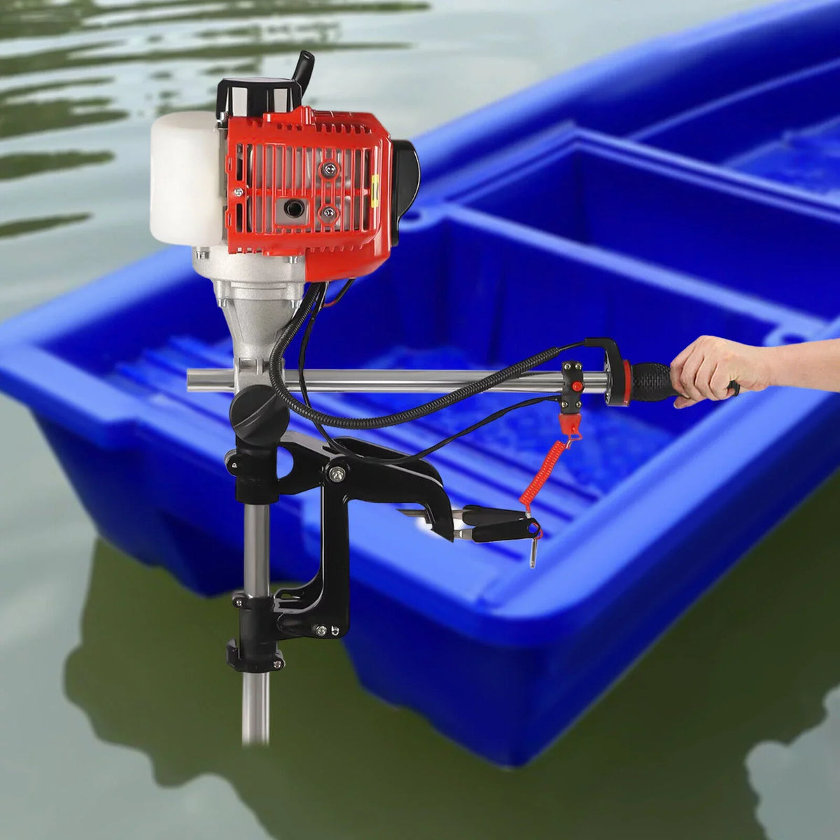 2-Stroke 2.3HP 52CC Outboard Craft Motor Engine Pull Starter w/Air Cooling System