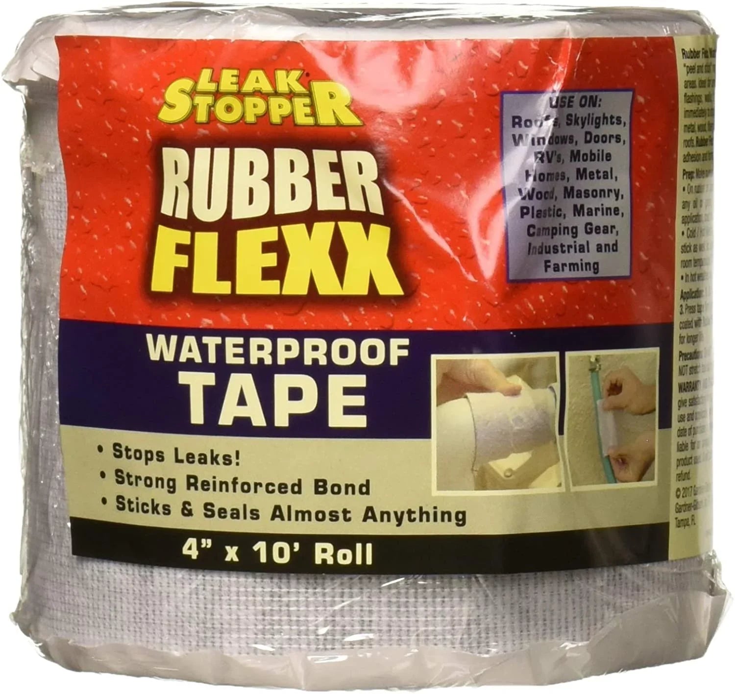 Leak Stopper Rubber Flexx Waterproof Tape 4 in x 10 ft Repair Material to Seal and Fix Leaks, Roofs, Gutters, Windows & More! Incredible Adhesion w/ Durability and Toughness 1 Pack White