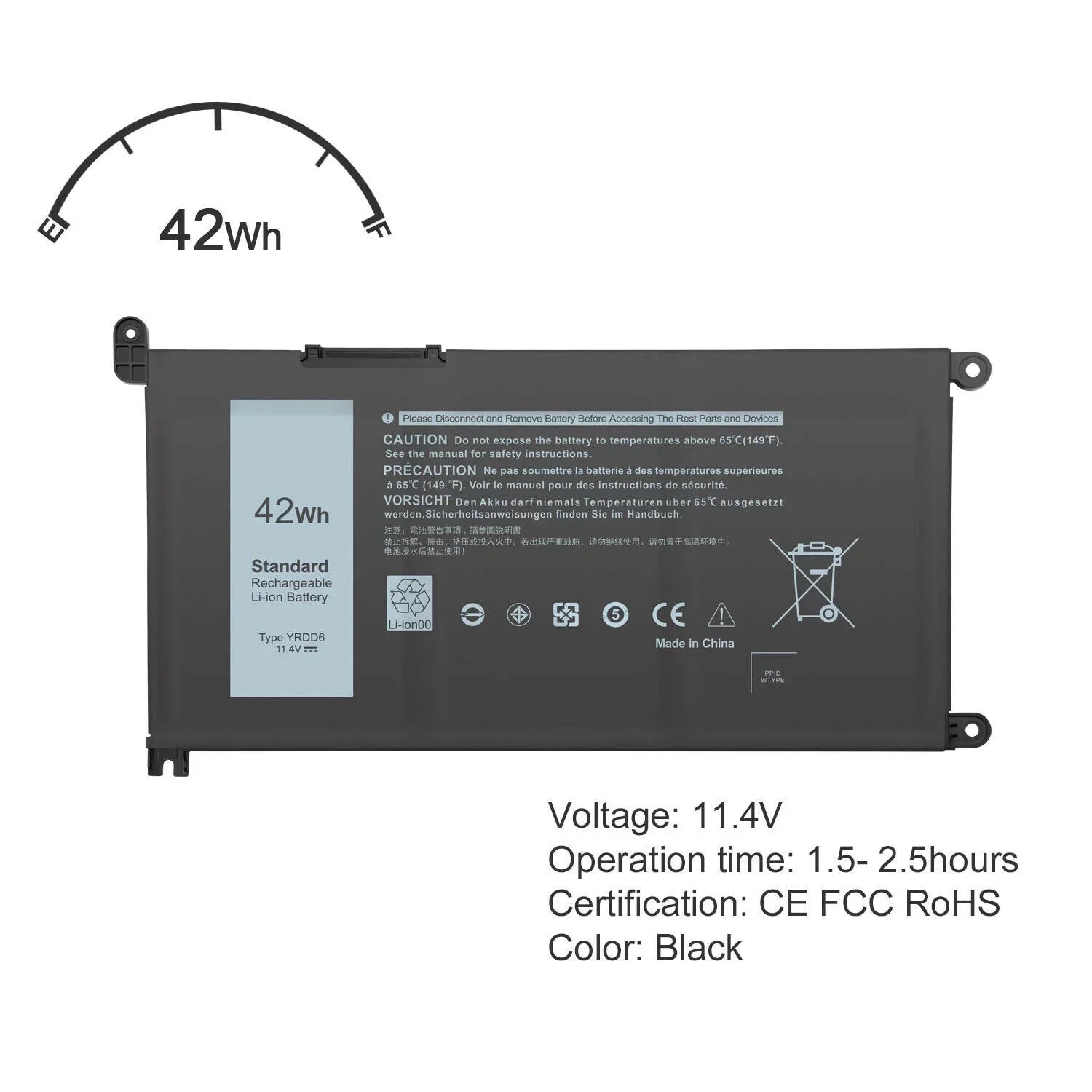 42Wh YRDD6 Battery for Dell Inspiron 15 3493 3584 3593 5480 5485 5491 FAST USPS