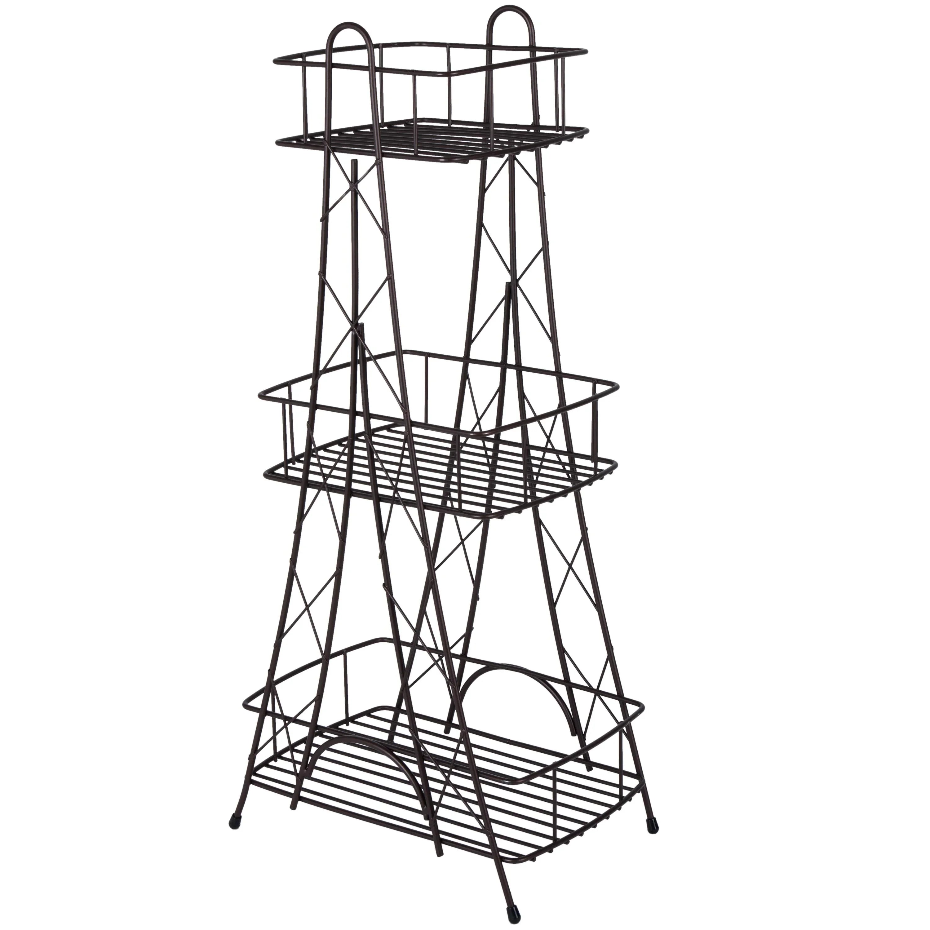 ELLE Paris Ville Des Lumieres Collection Eiffel Tower 3 Tier Spa Tower, 11"x 7"x 24.8" H