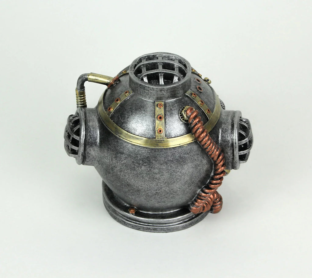 Everspring Hand Painted Steampunk Mark V Diver Helmet Skull Statue 6.25 inches High