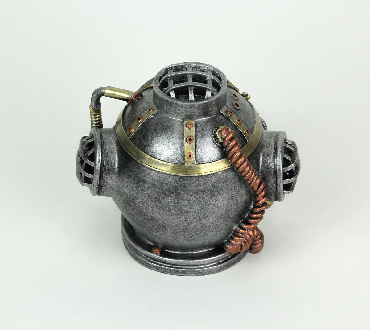 Everspring Hand Painted Steampunk Mark V Diver Helmet Skull Statue 6.25 inches High