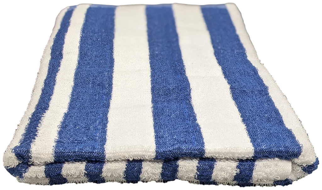 6 Pack Poolside Beach Pool Spa Towels Striped Blue/White 100% Ring Spun Cotton 30" x 60"