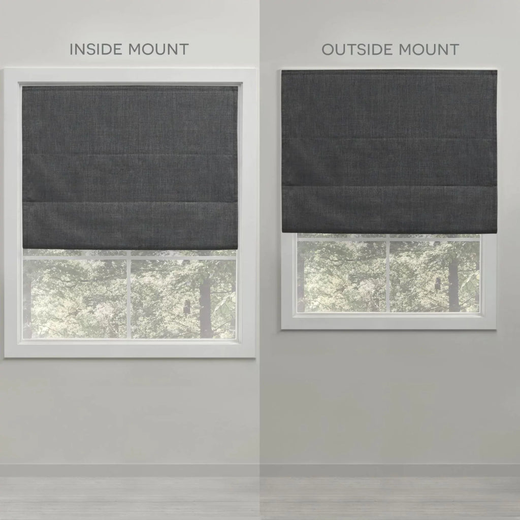 Exclusive Home Esme Total Blackout Roman Shade, 27"x64", Slate Blue