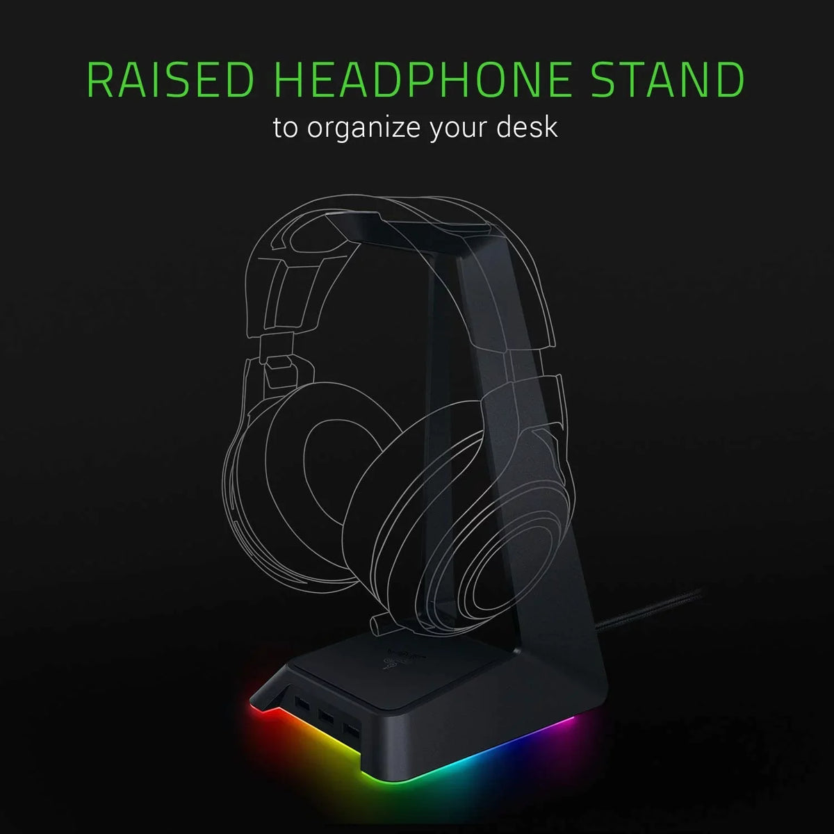 Razer Base Station Chroma - Chroma Enabled Gaming Headset Stand with USB Hub