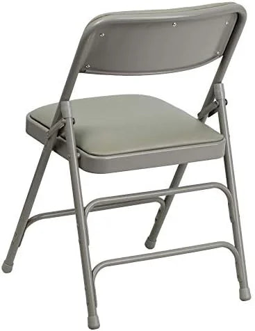 4 Pack HERCULES Series Curved Triple Braced & Double Hinged Gray Vinyl Metal Folding Chair