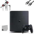 Pre-Owned Sony PlayStation 4 Slim 1TB Black Gaming Console + Gaming Earbuds With Microphone BOLT AXTION Bundle (Refurbished: Like New)
