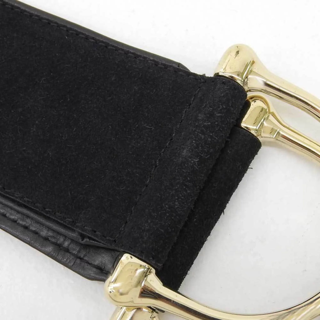 Pre-Owned Gucci GUCCI wide belt suede black gold metal fittings XS waist (Good)