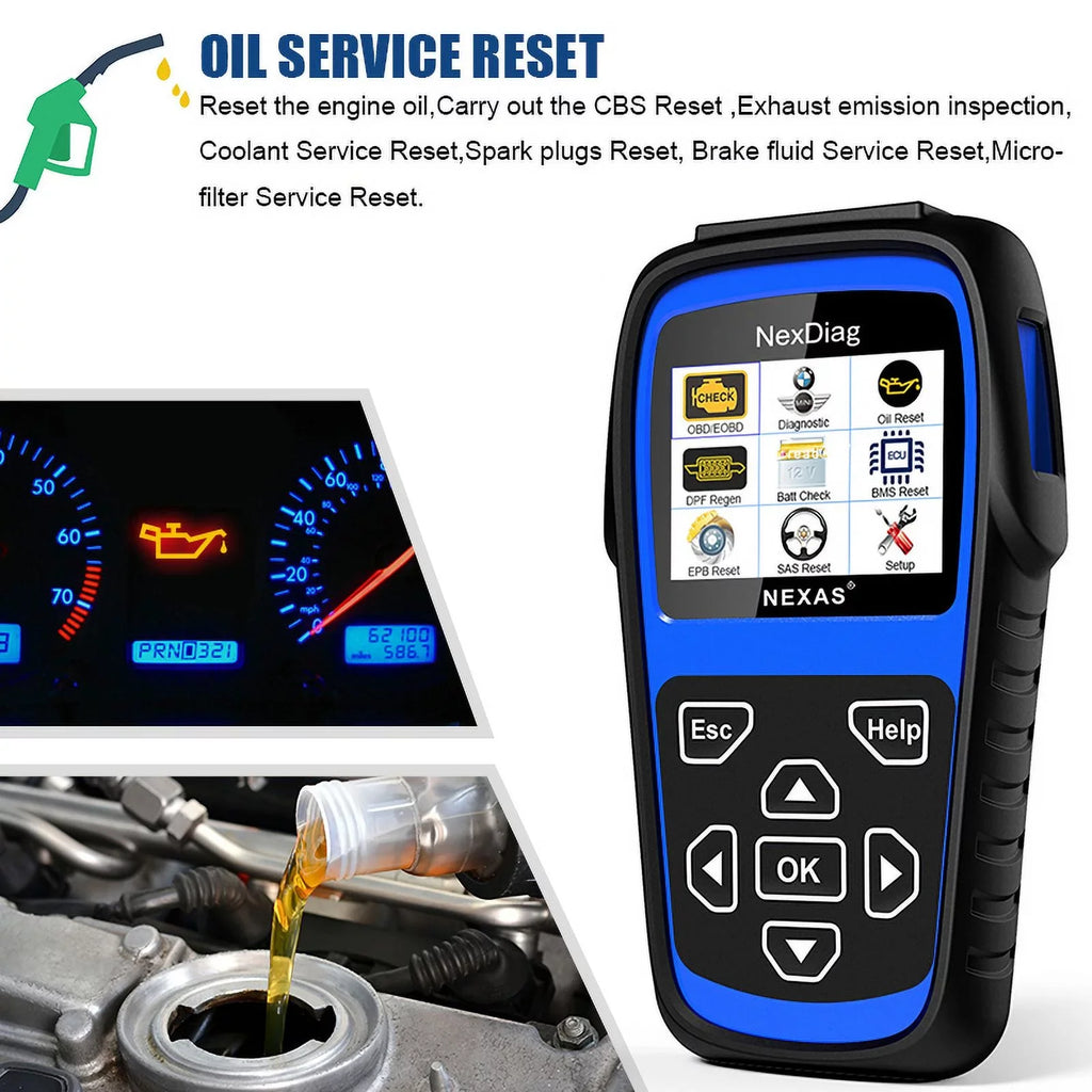 NEXAS ND601 OBD2 Scanner Fits for BMW & MINI Multi-System Diagnostic Scanner Automotive Diagnostic Maintenance Tool DPF Regen BMS Reset Check Engine Code Reader for Vehicles after 1996