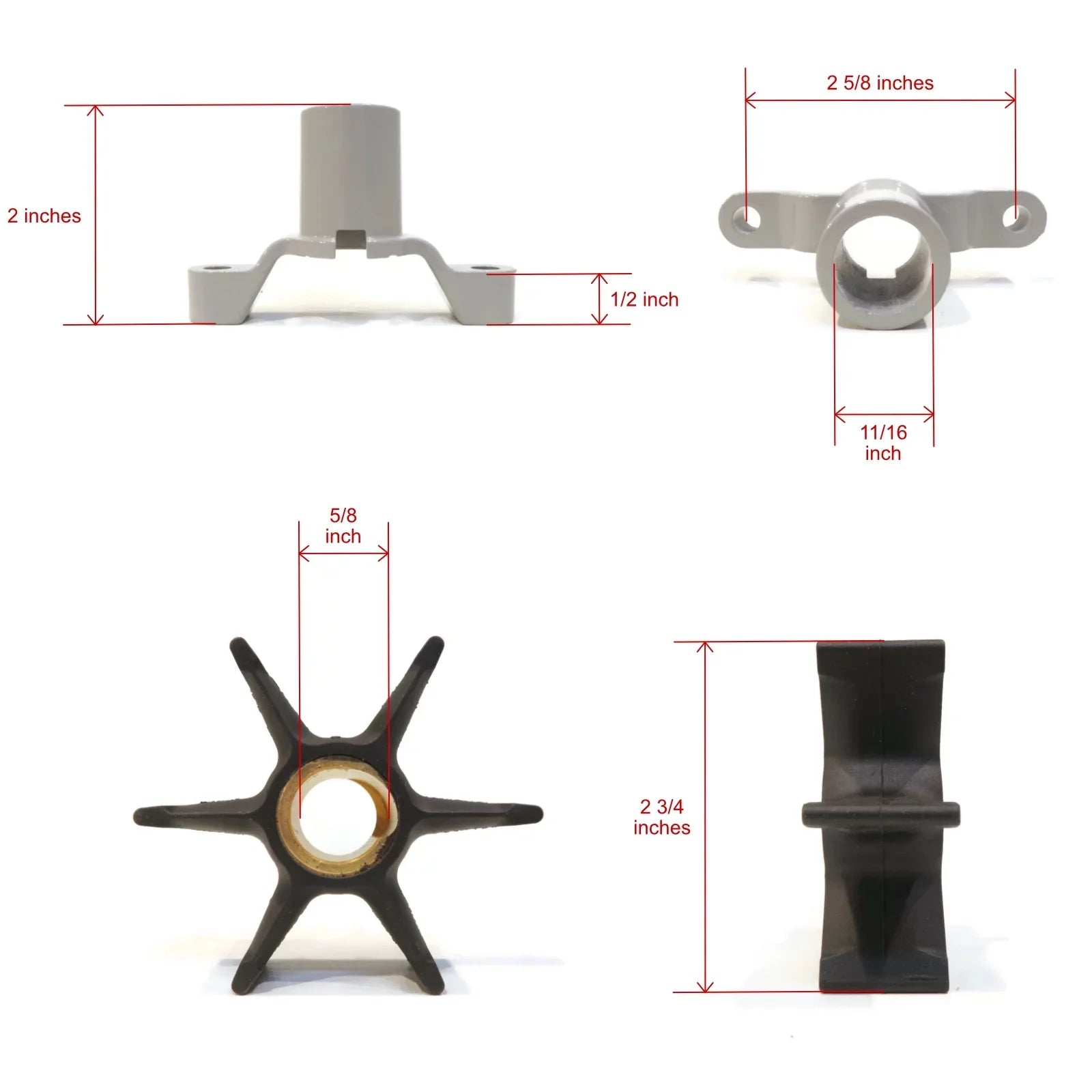 The ROP Shop | Water Pump Impeller Kit for 1979 Evinrude, Johnson 9.9, 50, 55 HP Outboard Vessel