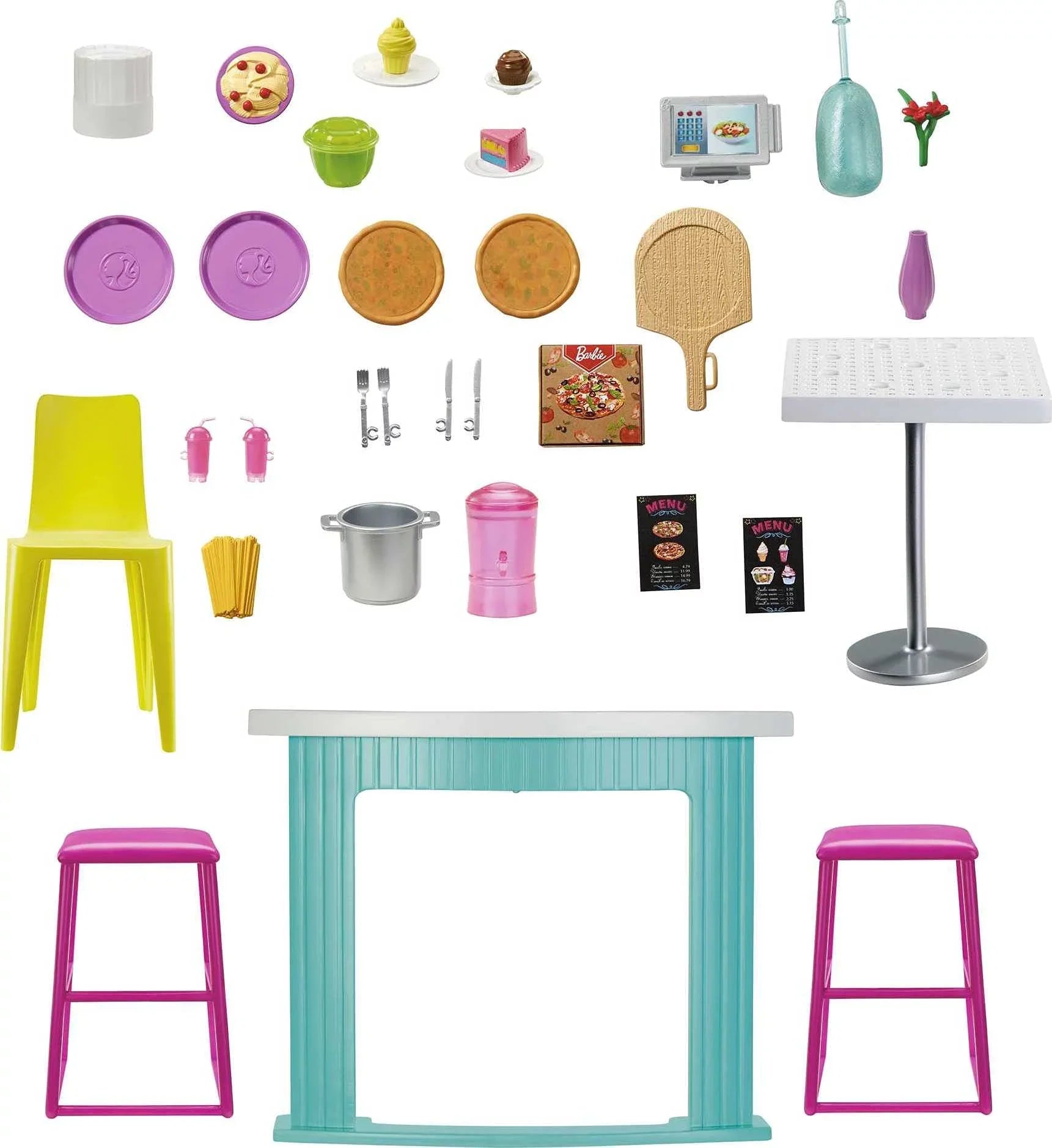 Barbie Cook ‘n Grill Restaurant Playset with 30+ Pieces Gift for 3 to 7 Year Olds