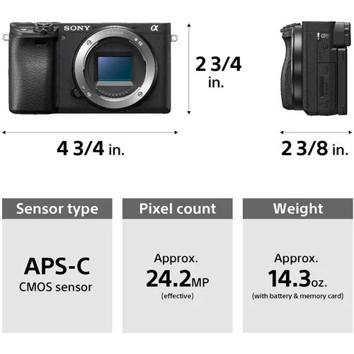 Sony Alpha a6400 Mirrorless Camera: Compact APS-C Interchangeable Lens Digital Camera with Real-Time Eye Auto Focus, 4K Video, Flip Screen & 16-50mm Lens + Pixi Essentials Kit